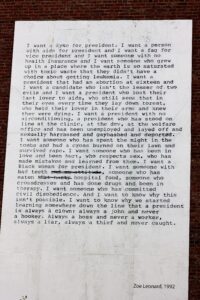 Zoe Leonardi (1992) tekst „Ma tahan presidendiks lesbit“