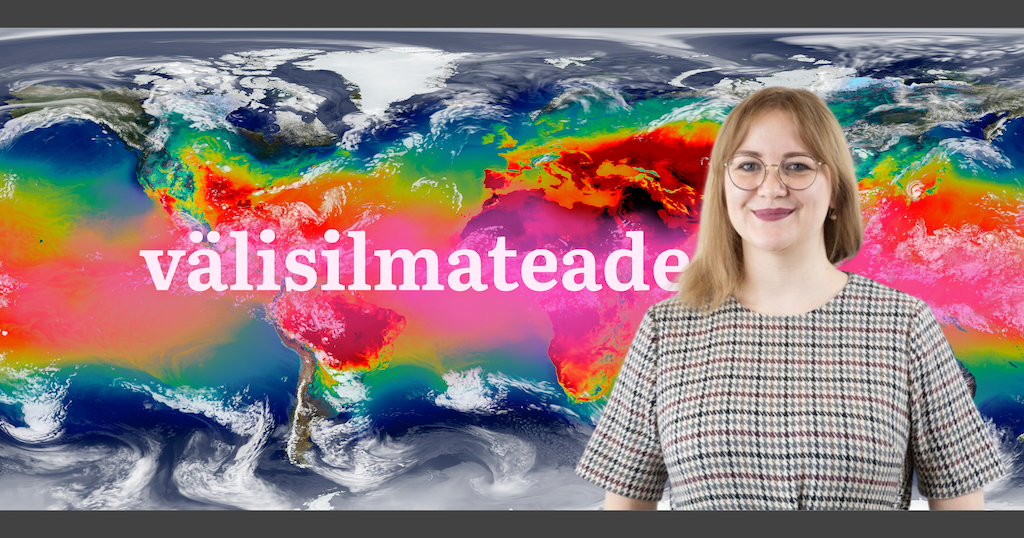 NASA satelliidipilt maakera atmosfäärist, millel on kujutatud õhusaaste või CO₂ kontsentratsiooni värviskaala abil – sinisest ja rohelisest kuni oranži ja punaseni. Keskel on suurelt kirjutatud 