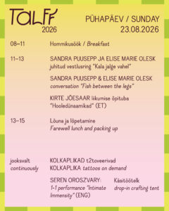 TALFFi pühapäeva kava